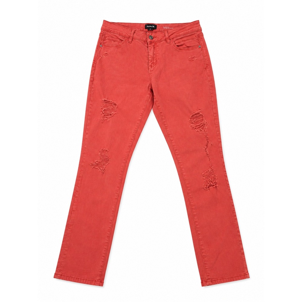 Bebe Heartbreaker Skinny Jeans Red Distressed Destroyed Denim Womens 29
